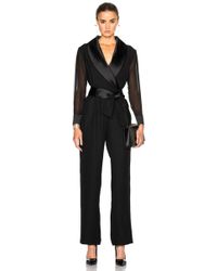 Carolina Ritzler Sheer Sleeve Jumpsuit - Black
