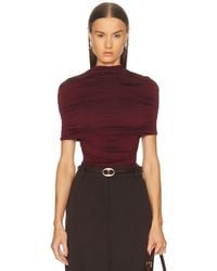 LAPOINTE - Jersey Mock Neck Ruched Top - Lyst