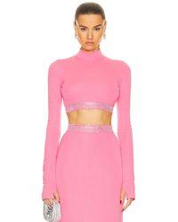David Koma - Crystal Embroidered Long Sleeve Crop Top - Lyst