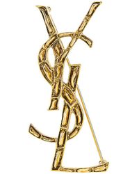 Saint Laurent - Textured Crocodile Ysl Brooch - Lyst