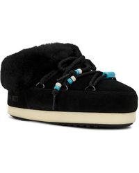 サンダル・ミュール MOON BOOT Suede Beads Mules Brown Moon Boot Suede Beads Mules in Brown | Lyst