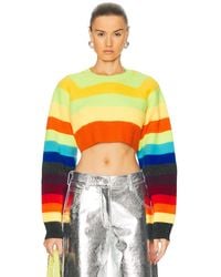 Christopher John Rogers - Brushed Striped Cropped Sweater - Lyst