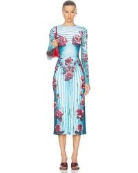Jean Paul Gaultier - Flower-print Slim-fit Stretch-woven Maxi Dress X - Lyst