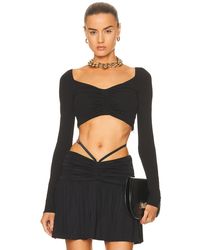 Versace - Long Sleeve Ruched Crop Top - Lyst