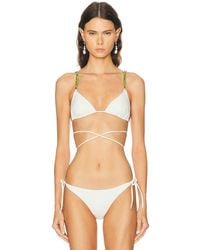 DOLLA - For Fwrd Dolores Wrap Tortoli Pearl Straps Bikini Top - Lyst