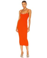 Area Rib Knit Midi Dress - Orange