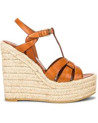 Saint Laurent - Tribute Leather Espadrille Wedge Sandals - Lyst