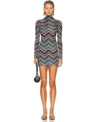Missoni - Long Sleeve Dress In Blue, Red, White & Nocturnal - Lyst
