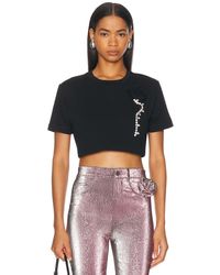 Area - Crystal Rosette Cropped T-Shirt - Lyst
