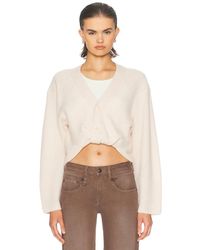 R13 3/4 Sleeve Twisted Front Cardigan in Blue | Lyst