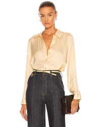 Womens Clothing Tops Blouses LAgence Synthetic Holly Chain-print Blouse in Light Gold Metallic 