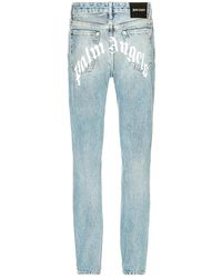 Herren Bekleidung Jeans Jeans mit Gerader Passform Palm Angels Denim Straight-Leg-Jeans im Distressed-Look in Blau für Herren 