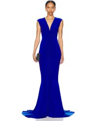 Norma Kamali - Sleeveless Deep V Neck Shirred Front Fishtail Gown - Lyst