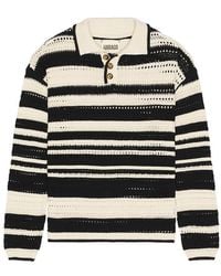 HARAGO - Crochet Long Sleeve Polo Shirt - Lyst
