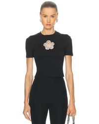 Area - Crystal Flower Cropped T-Shirt - Lyst