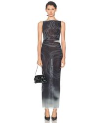 Jean Paul Gaultier - Boat Neck Blurry Roses Printed Sleeveless Dress - Lyst