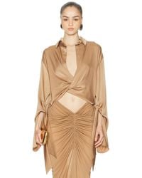 Atlein - Draped Cropped Shirt - Lyst