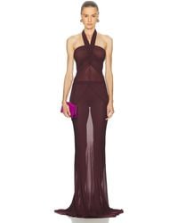 Atlein - Halter Neck Ruched Gown - Lyst