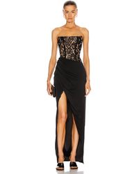 Rasario Asymmetric Lace Corset Gown - Schwarz