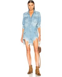 R13 Cowboy Romper With Shredded Hem In Timmy - Blue