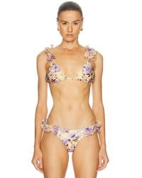 PATBO - Peony Print Flower Embellished Bikini Top - Lyst