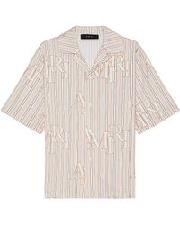 Amiri - Stripe Staggered Poplin Short Sleeve Shirt - Lyst
