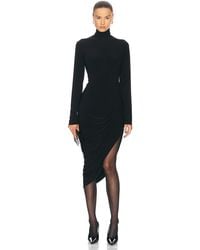 Norma Kamali - Long Sleeve Turtleneck Side Drape Dress - Lyst