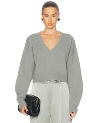 LAPOINTE - Cashmere Cropped V Neck Sweater - Lyst