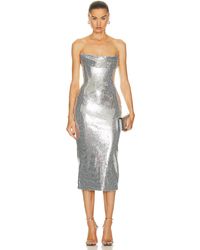 Alex Perry - Sequin Curved Strapless Drape Dress - Lyst