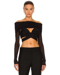 Burberry - Sheer Rib Knitted Long Sleeve Crop Top - Lyst