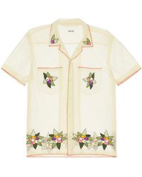 Bode - Embroidered Suncherry Short Sleeve Shirt - Lyst