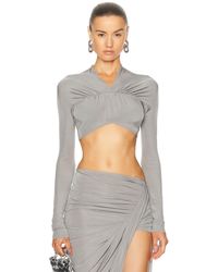 Atlein - V Neck Front Ruched Crop Top - Lyst
