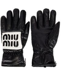 Miu Miu Logo Gloves - Black