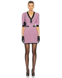 Alessandra Rich - Pinstripe Knitted V Neck Mini Dress - Lyst
