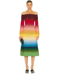 Oscar de la Renta - Off Shoulder Ombre Crochet Knit Dress - Lyst