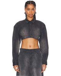 Alexander Wang - Long Sleeve Cropped Top With Dart Detailing - Lyst