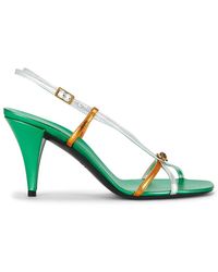 Versace - Laminated Leather Strappy Sandal - Lyst