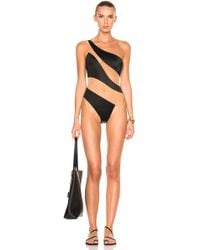 Norma Kamali Mio One Shoulder Mesh Panelled Swimsuit - Black