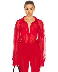Norma Kamali - Super Oversized Boyfriend Shirt Bodysuit - Lyst