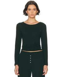 Leset - Pointelle Slim Fit Long Sleeve Top - Lyst