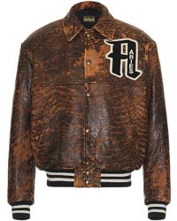 Aries - Distressed Leather Letterman Jacket - Lyst