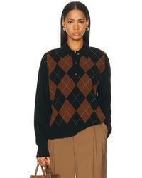 Rohe - Compact Knitted Check Polo Sweater - Lyst