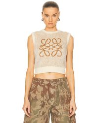 Loewe - Anagram-intarsia Cropped Cotton-blend Top - Lyst