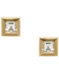 Azlee - Bare Carre Stud Earrings - Lyst