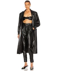 Alessandra Rich Oversized Leather Coat - Black