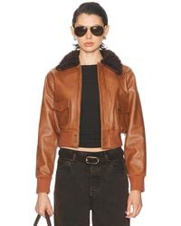 R13 - Cropped Shrunken Zip Up Bomber Jacket - Lyst