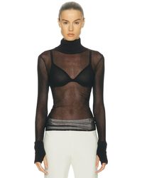 Enza Costa - Cotton Mesh Cuffed Long Sleeve Turtleneck Sweater - Lyst