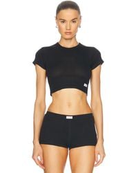 Alexander Wang - Crystal Hotfix Cropped Short Sleeve Top - Lyst