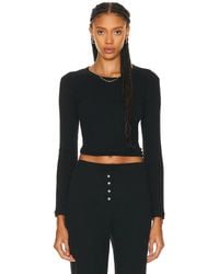 Leset - Pointelle Slim Fit Long Sleeve Top - Lyst