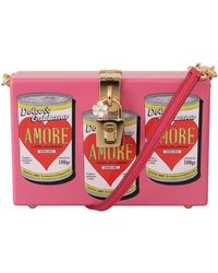 Dolce & Gabbana Pink Clutch Box Shoulder Hand Bag Purse Wooden Amore - Purple